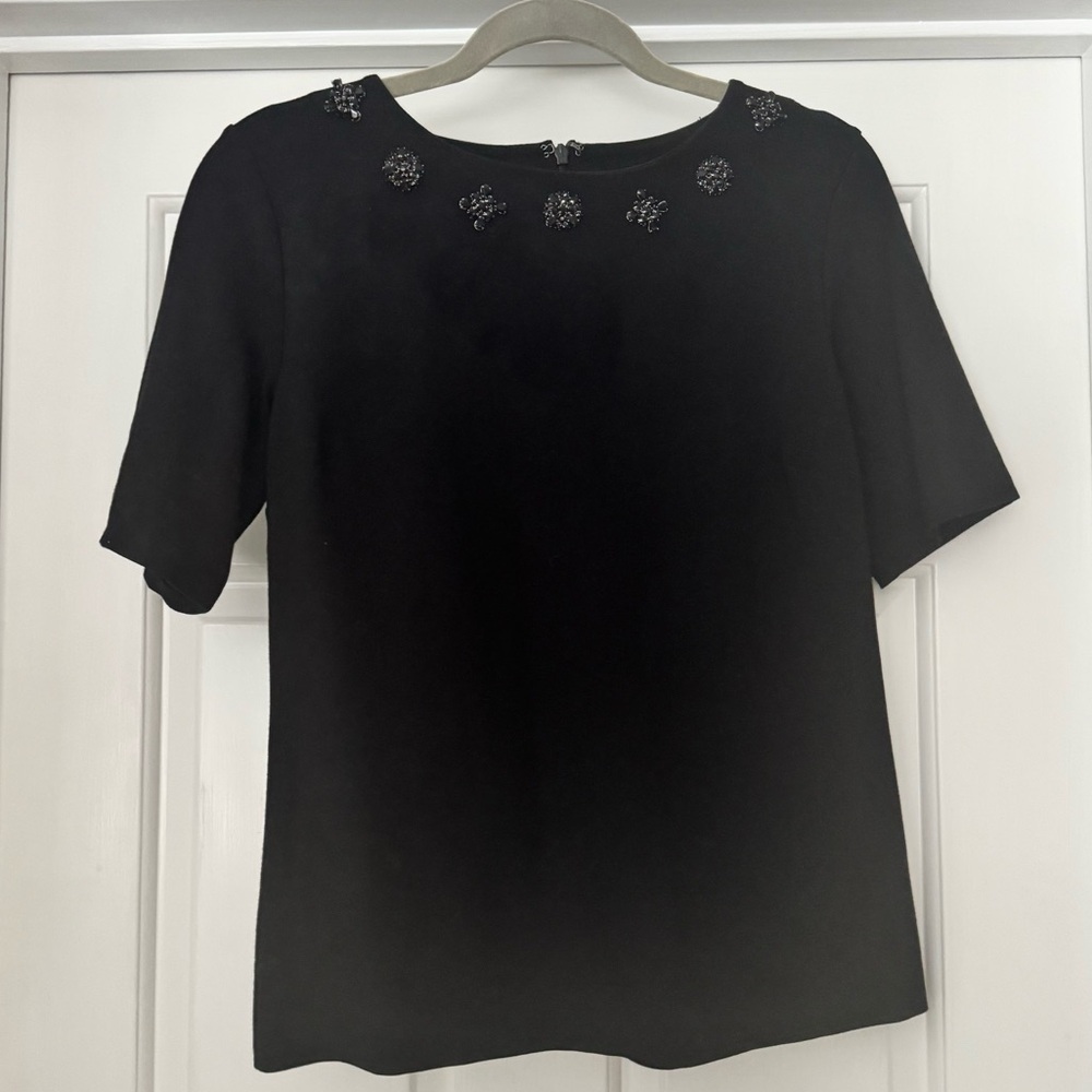 Talbots jewel neck black top. Size S
